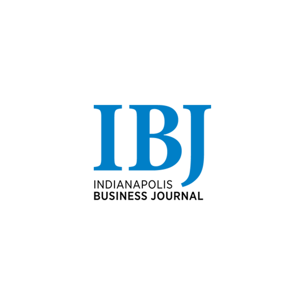 Logo of the Indianapolis Business Journal (IBJ) featuring large blue initials IBJ above the words Indianapolis Business Journal in black text on a light gray background.