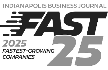 Logo for Indianapolis Business Journal’s Fast 25 2025 list, highlighting the fastest-growing companies. The word FAST appears in bold with motion lines, next to a large 25.