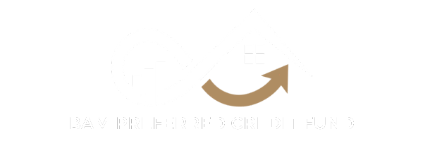 Logo with a stylized infinity symbol, bar chart, and house roof with a window and upward arrow. Text below reads BAM Preferred Credit Fund.