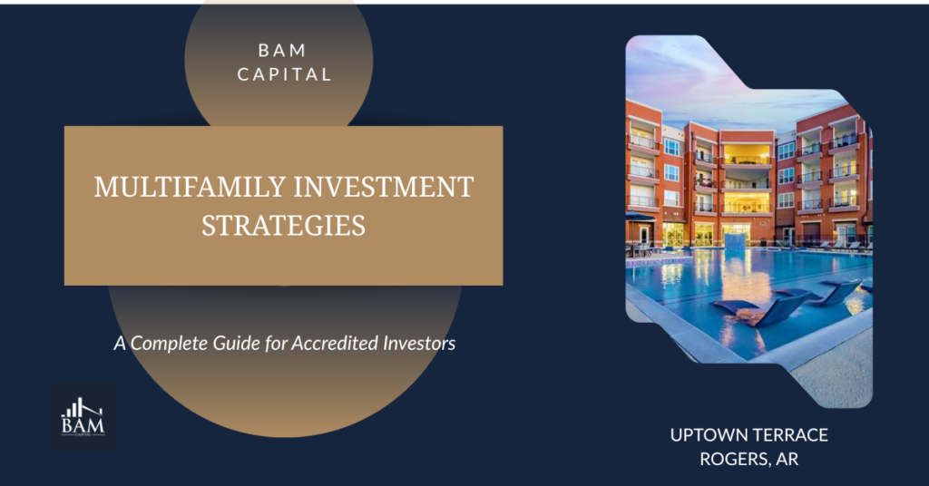 Visual showing a luxury multifamily apartment property with a pool, representing multifamily investment strategies for accredited investors.