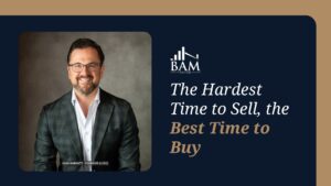 Portrait of Ivan Barratt, Founder & CEO, beside the BAM Capital logo and headline: 'The Hardest Time to Sell, the Best Time to Buy'