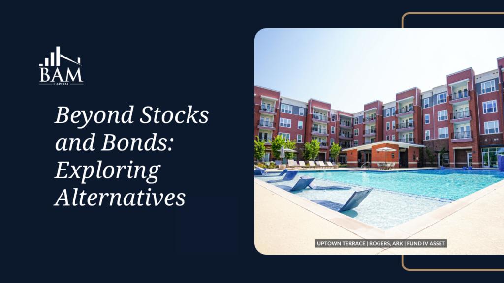 Picture of Upton Terrace apartments in Rogers, Arkansas, with the headline, "Beyond Stocks and Bonds: Exploring Alternatives"