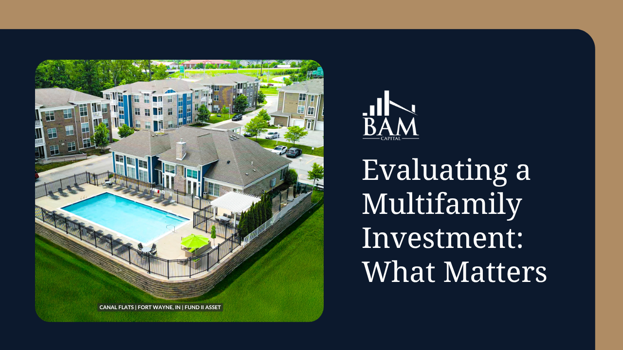 Aerial view of a modern multifamily apartment community with pool and shared amenities, illustrating how to evaluate a multifamily investment property during due diligence.
